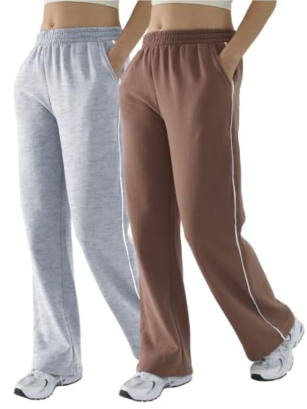 Fleece Lined Cotton Blend Wide Leg Sweatpants Baggy Lounge Pants